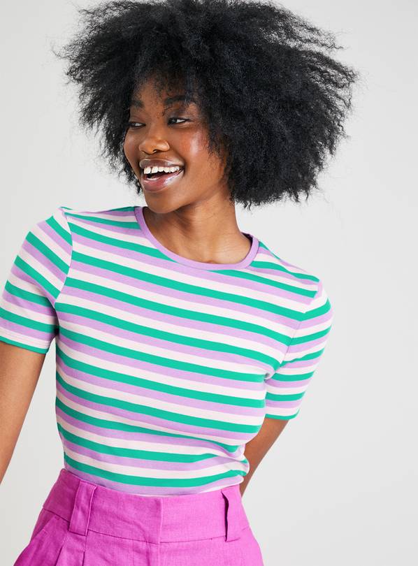 Multi coloured striped outlet t shirt